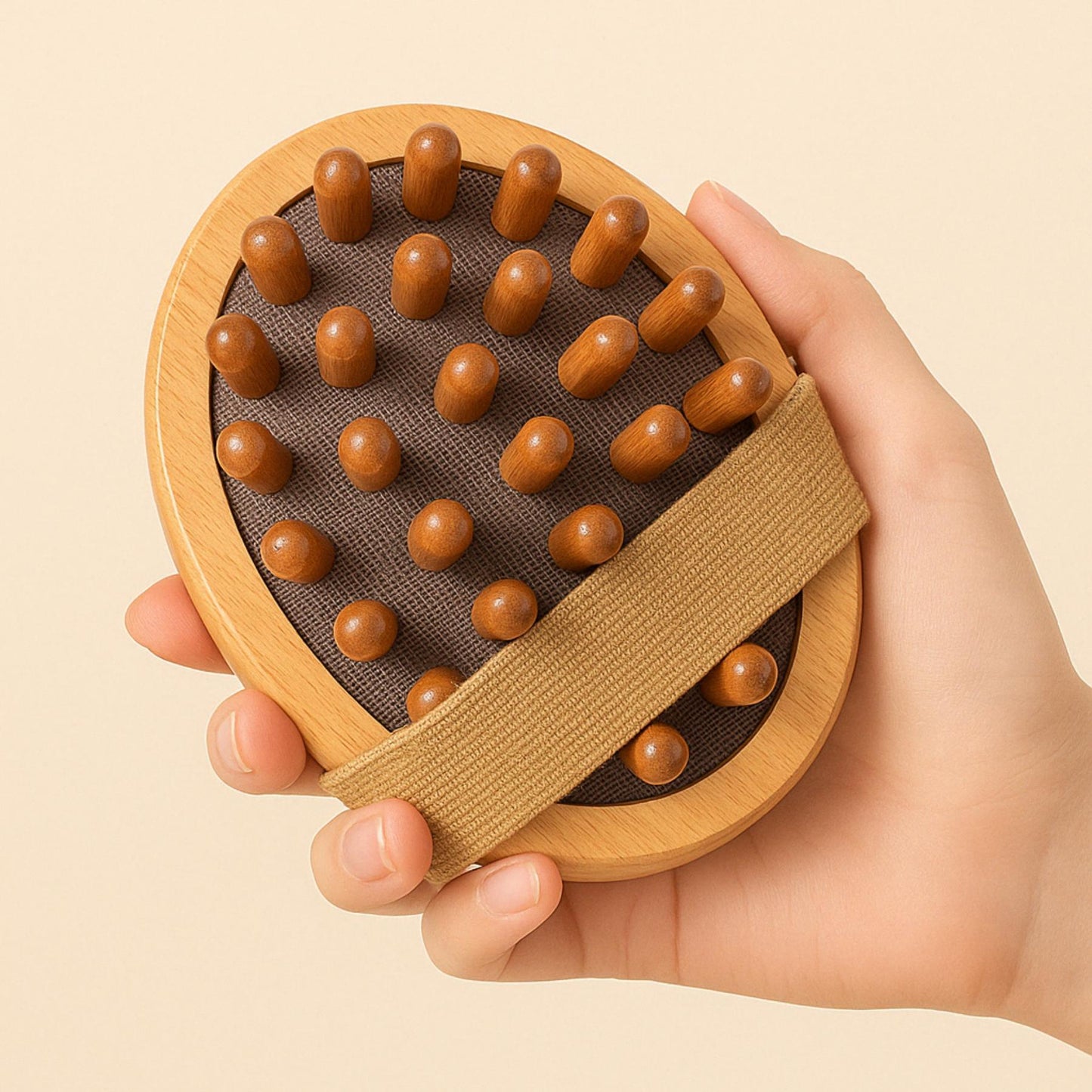 Anti-Cellulite Massage Brush – Body & Scalp Care in Natural Wood