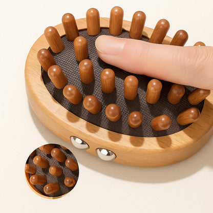 Anti-Cellulite Massage Brush – Body & Scalp Care in Natural Wood